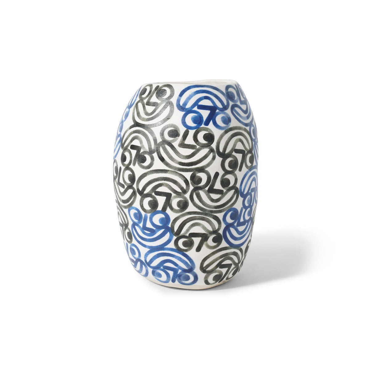 Large Smile Vase, Blue / Black