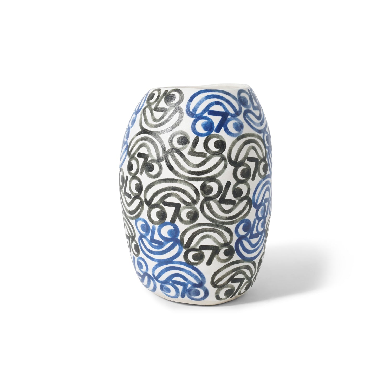 Large Smile Vase, Blue / Black