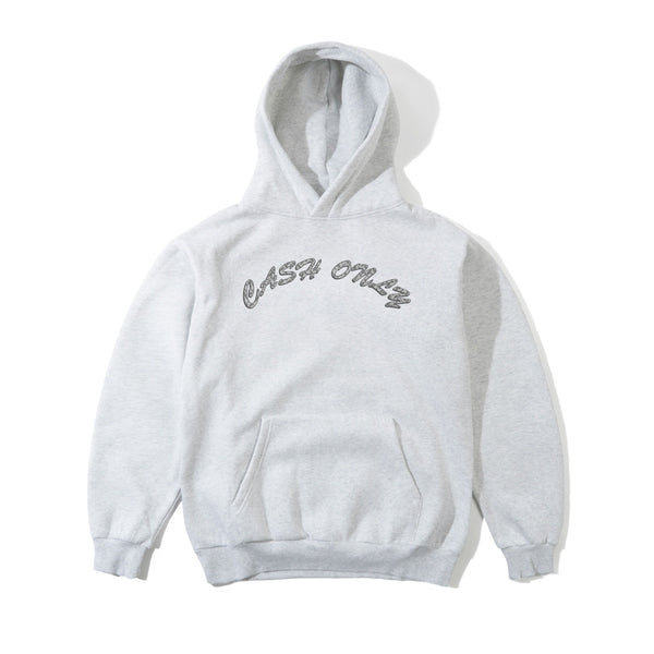 Cash Only Diamond Plate Logo Pullover Hood, Ash