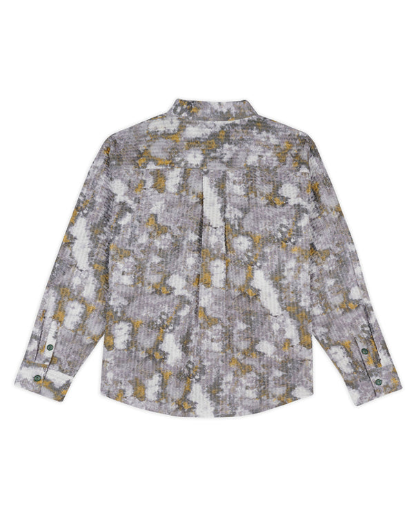 Brain Dead Distorted Heat Long Sleeve Button Up Shirt, Grey