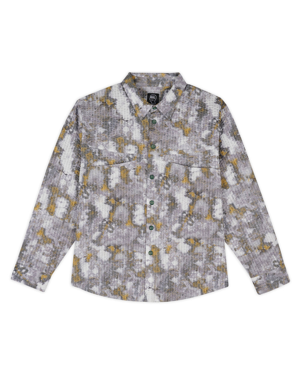 Distorted Heat Long Sleeve Button Up Shirt, Grey