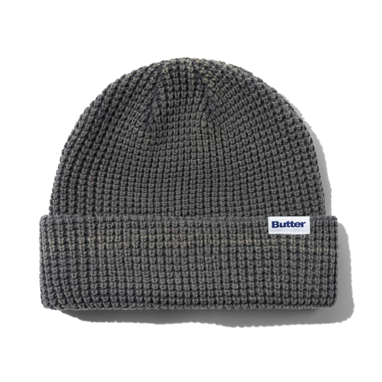 Distress Waffle Beanie, Grey