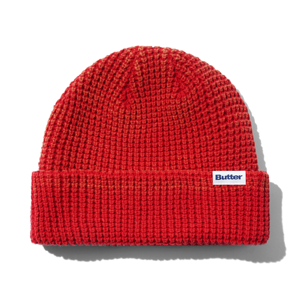 Butter Goods Distress Waffle Beanie, Red