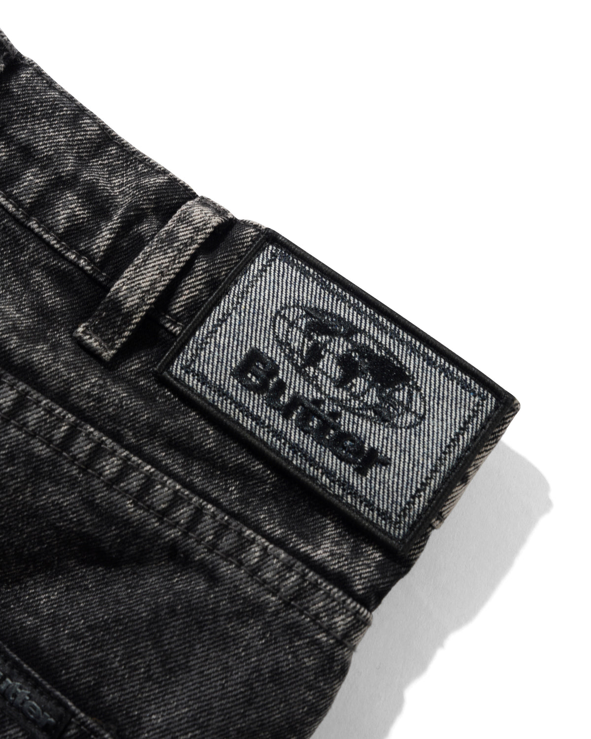 Distressed Big Denim Shorts, Gun Metal