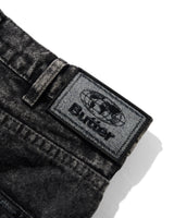 Distressed Big Denim Shorts, Gun Metal