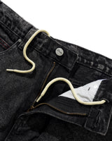 Distressed Big Denim Shorts, Gun Metal