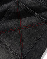 Distressed Big Denim Shorts, Gun Metal