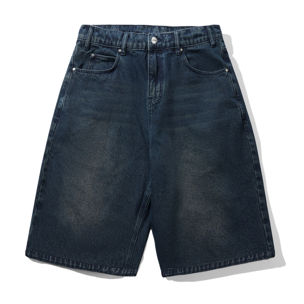 Butter Goods Distressed Big Denim Shorts, Washed Dark Blue