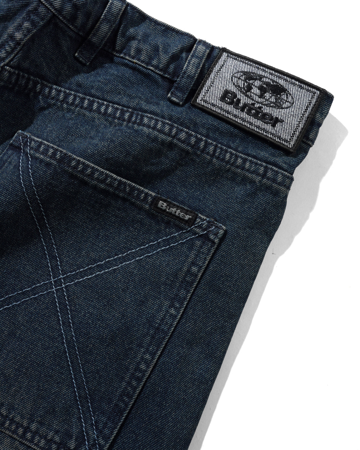 Distressed Big Denim Shorts, Washed Dark Blue