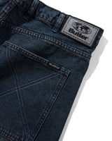 Distressed Big Denim Shorts, Washed Dark Blue