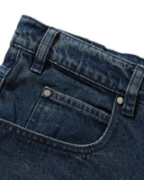 Distressed Big Denim Shorts, Washed Dark Blue