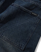 Distressed Big Denim Shorts, Washed Dark Blue