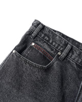 Distressed Big Denim Shorts, Gun Metal
