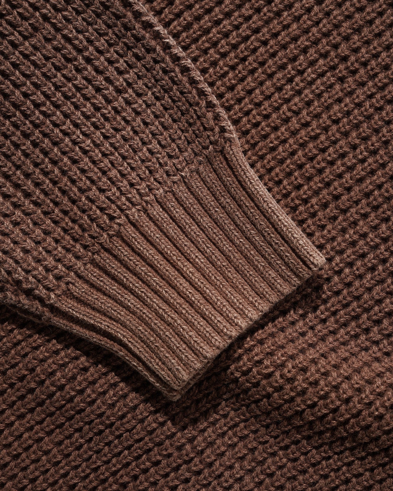 Distressed Waffle Knit Sweater, Washed Bark