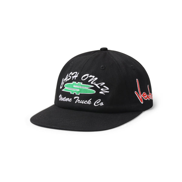 Cash Only Dollar Sign 6 Panel Hat, Black