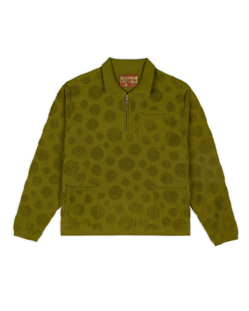 Dot Half Zip Sweater, Moss