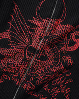 Dragon Knit Zip-Thru Sweater, Black / Red