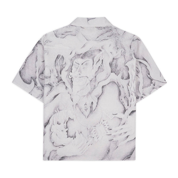 Brain Dead Dragonspeaker Seersucker Short Sleeve Shirt, White Multi