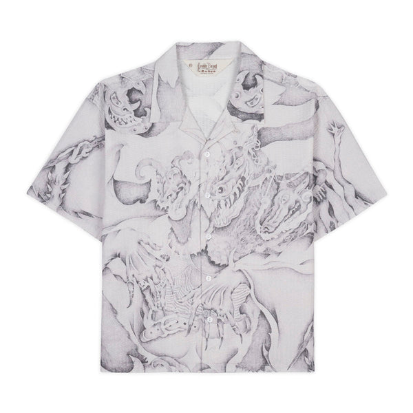 Brain Dead Dragonspeaker Seersucker Short Sleeve Shirt, White Multi