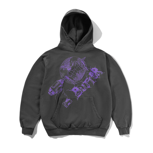 Butter Goods Drill Pullover Hood, Washed Dark Grey
