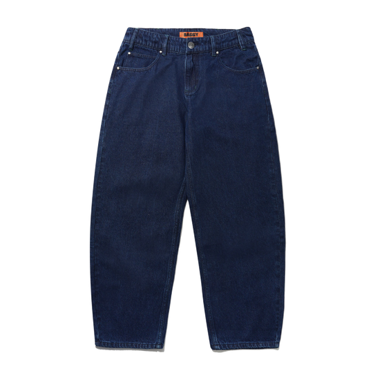 Drummer Baggy Denim Jeans, Raw Dark Indigo
