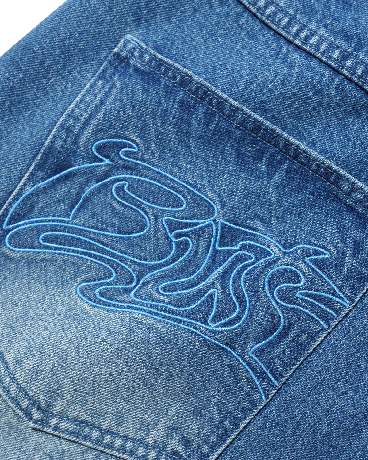 Drummer Baggy Denim Jeans, Stone Wash Blue