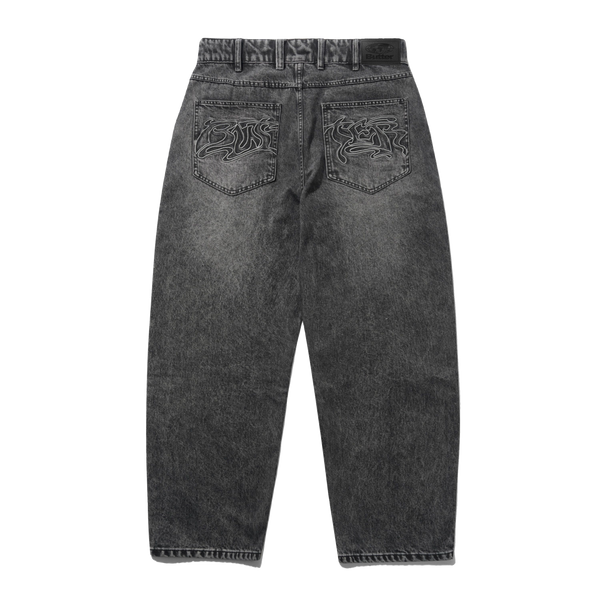 Butter Goods Drummer Baggy Denim Jeans, Streaky Black