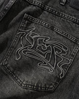 Drummer Baggy Denim Jeans, Streaky Black
