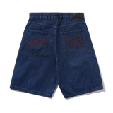 Drummer Baggy Denim Shorts, Raw Dark Indigo