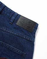 Drummer Baggy Denim Shorts, Raw Dark Indigo