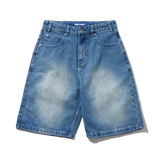 Drummer Baggy Denim Shorts, Stone Wash Blue