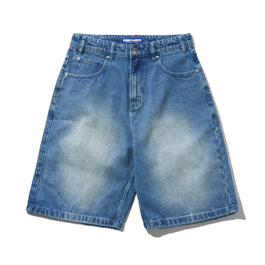 Drummer Baggy Denim Shorts, Stone Wash Blue