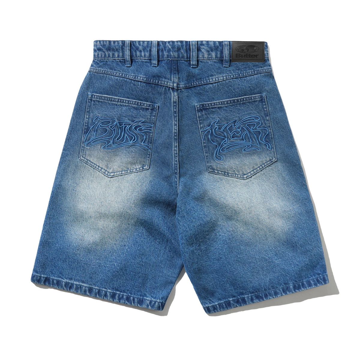 Drummer Baggy Denim Shorts, Stone Wash Blue