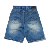 Drummer Baggy Denim Shorts, Stone Wash Blue