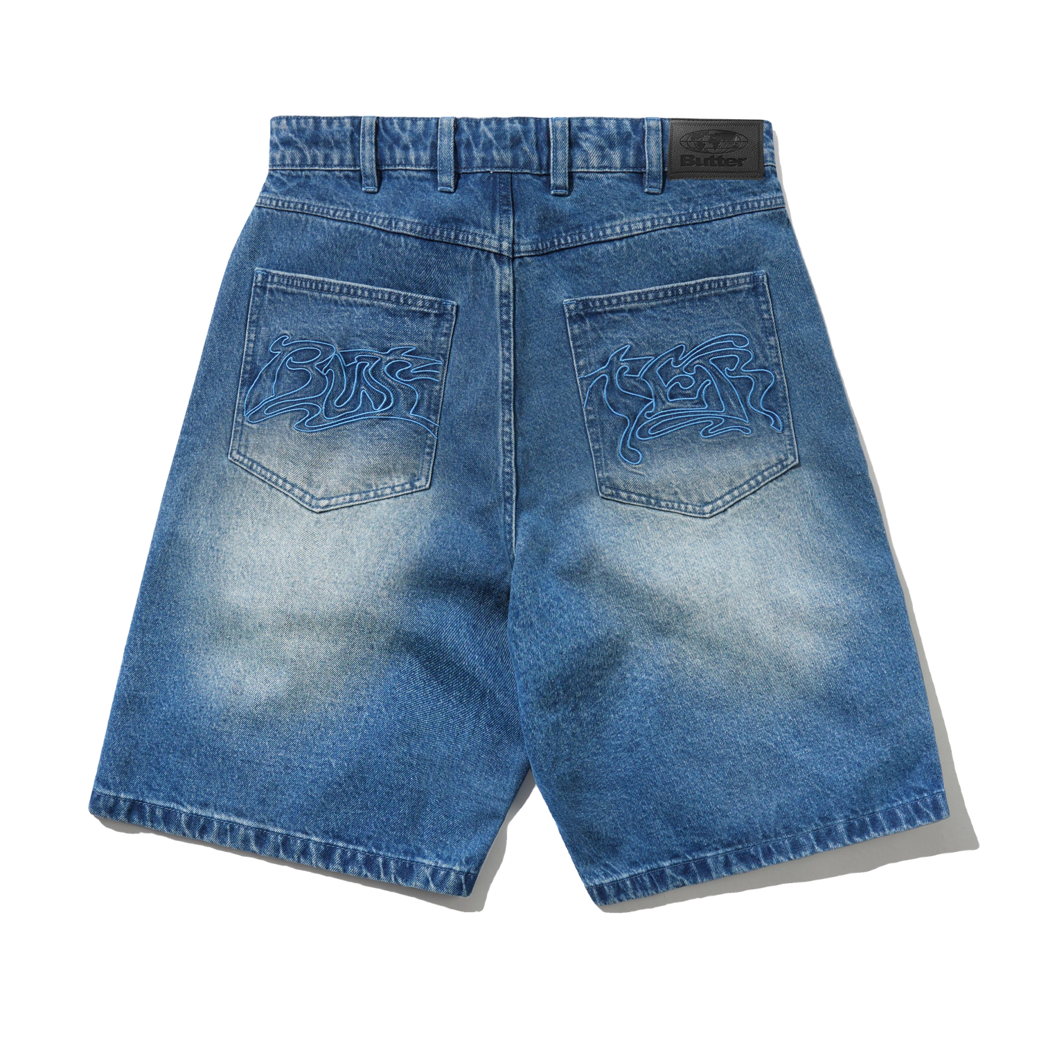 Drummer Baggy Denim Shorts, Stone Wash Blue
