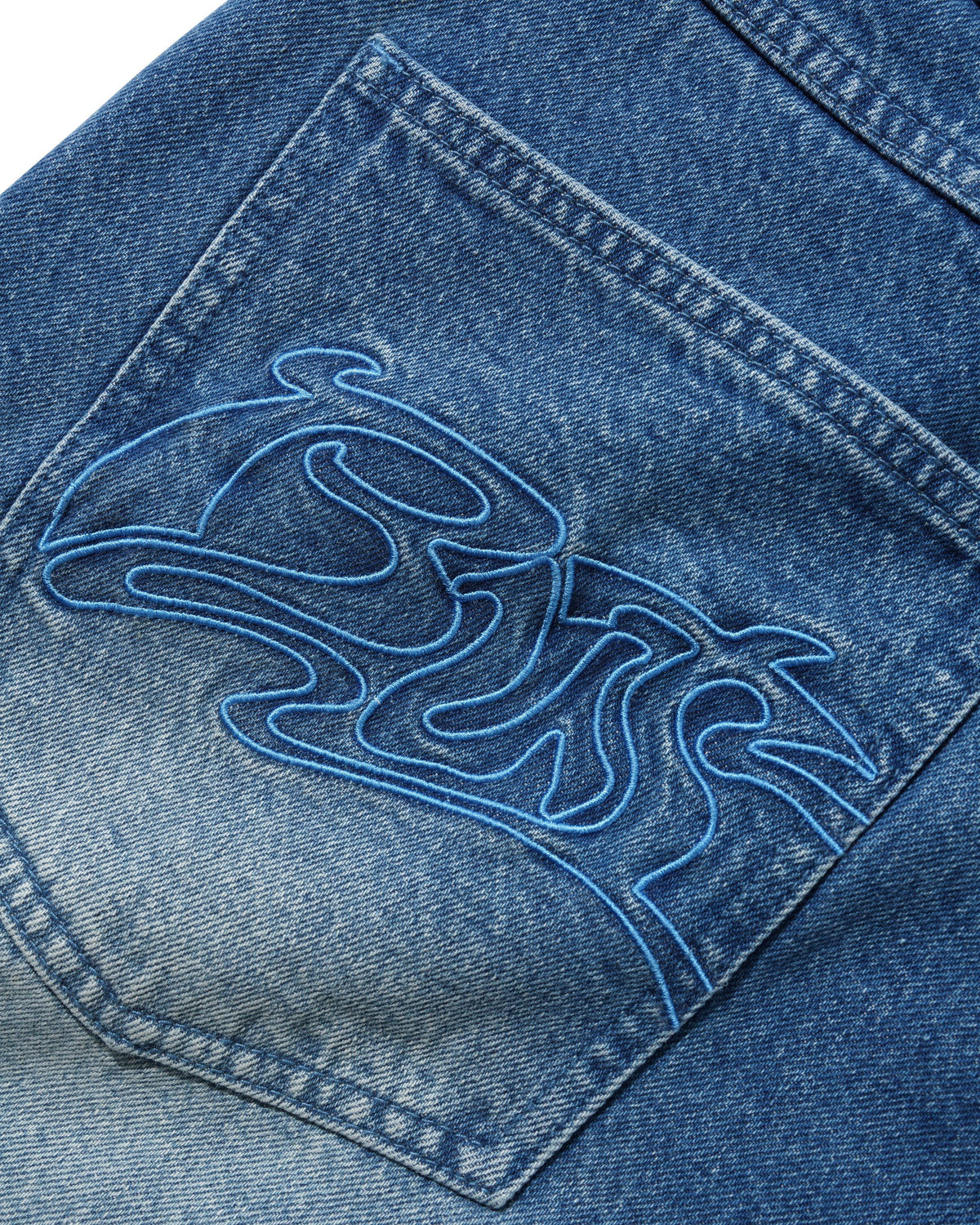 Drummer Baggy Denim Shorts, Stone Wash Blue