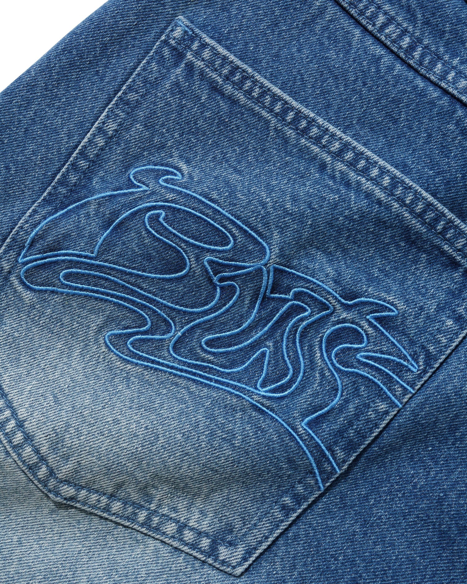 Drummer Baggy Denim Shorts, Stone Wash Blue