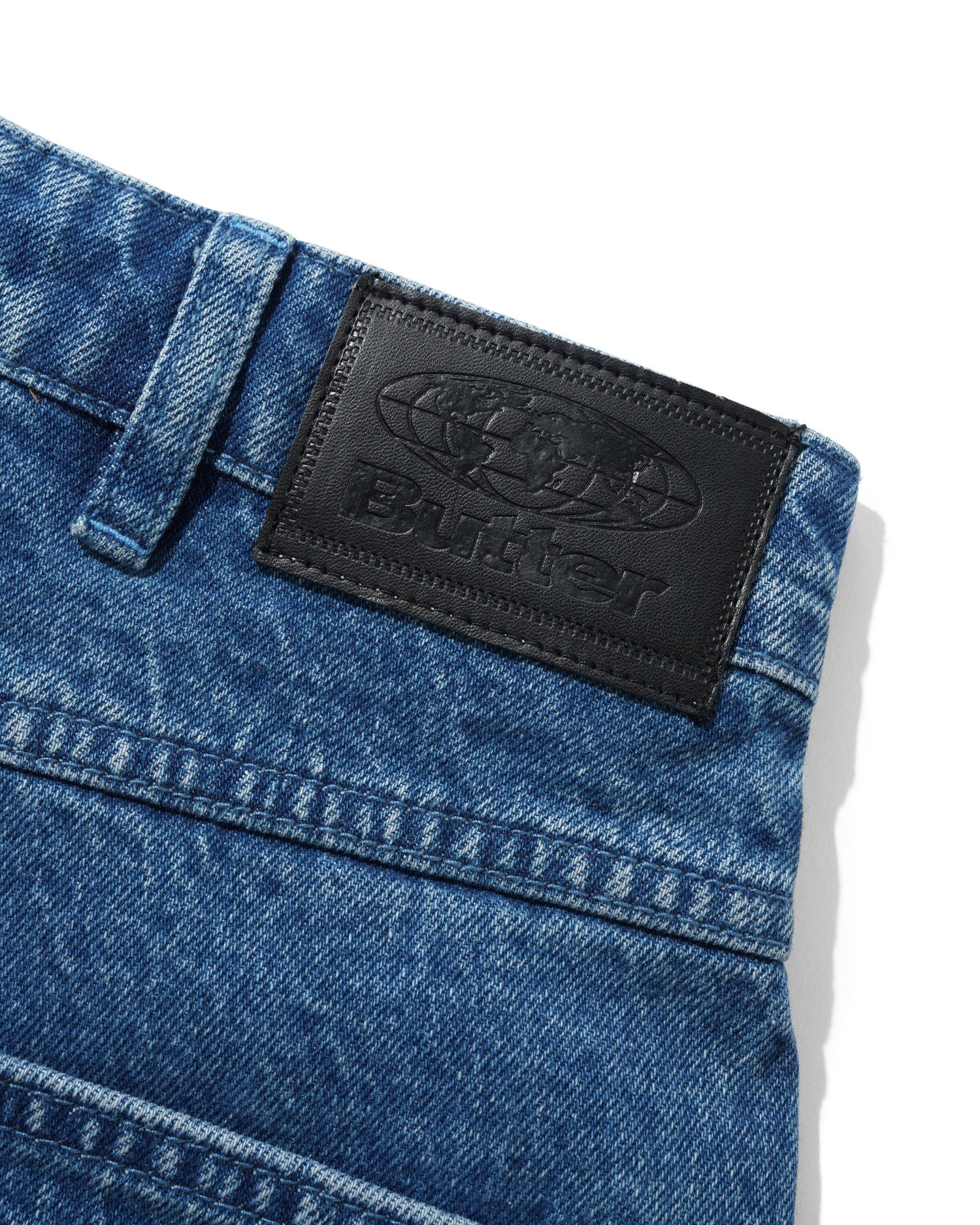 Drummer Baggy Denim Shorts, Stone Wash Blue