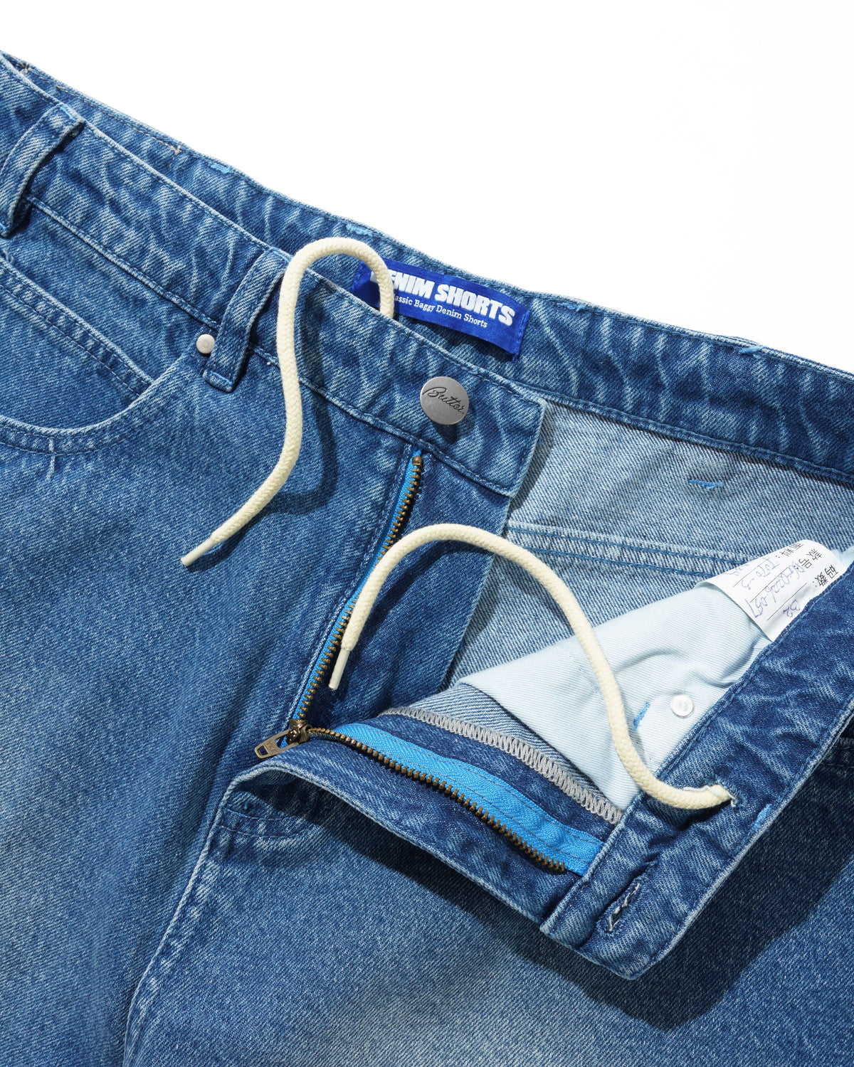 Drummer Baggy Denim Shorts, Stone Wash Blue