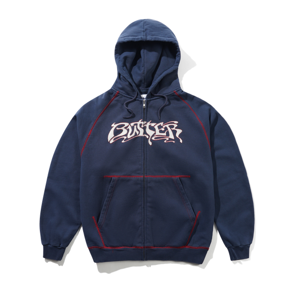 Butter Goods Drummer Zip-Thru Hood, Washed Navy