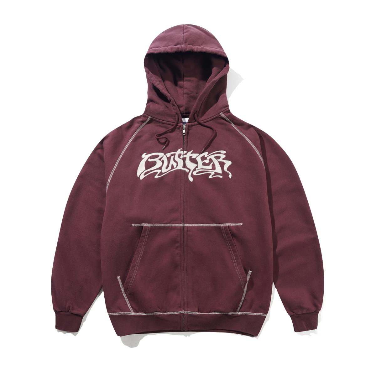 Drummer Zip-Thru Hood, Washed Rhubarb