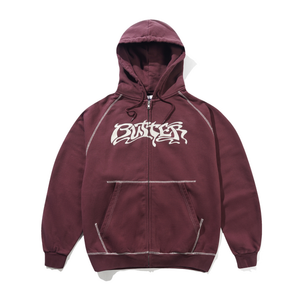 Butter Goods Drummer Zip-Thru Hood, Washed Rhubarb