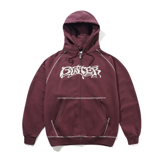 Drummer Zip-Thru Hood, Washed Rhubarb