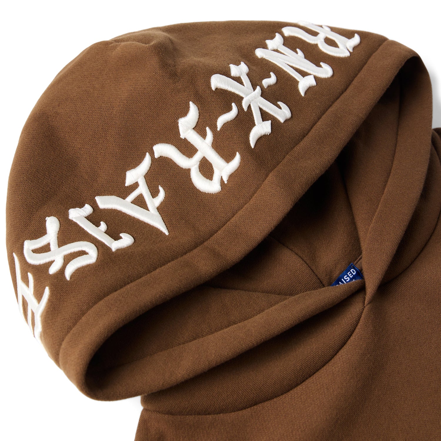 Embroidered Pullover Hood, Walnut / Cream