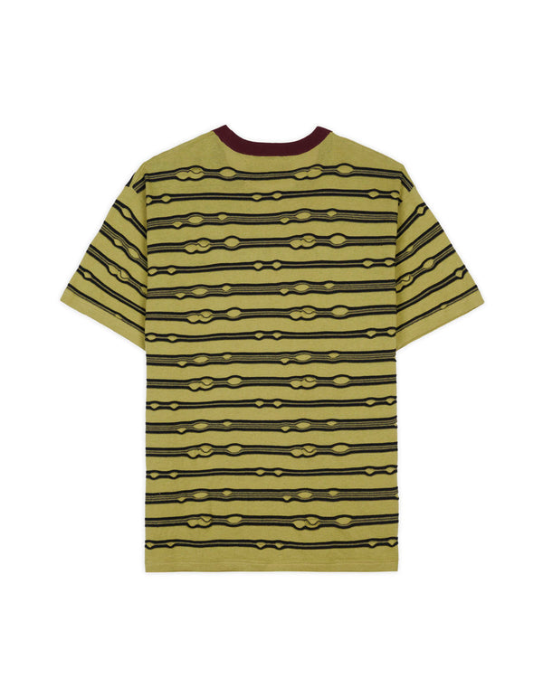 Brain Dead Embroidered Puckered Stripe Shirt, Lime