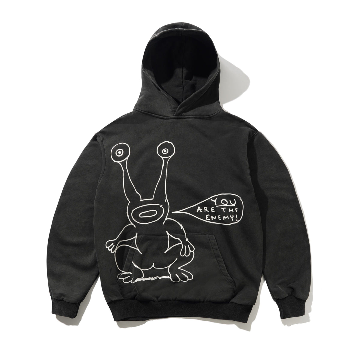 Enemy Pullover Hood, Distressed Washed Black