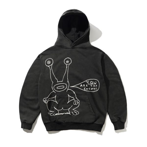 Butter Goods Enemy Pullover Hood, Distressed Washed Black