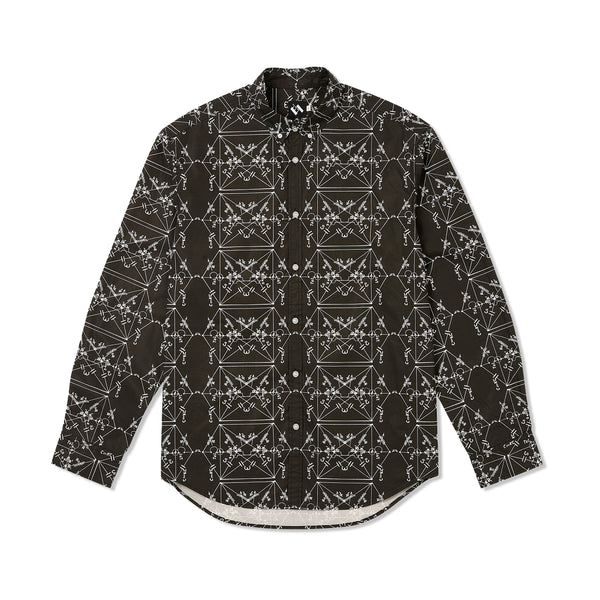 The Trilogy Tapes Envelopes All Over Print Shirt, Black
