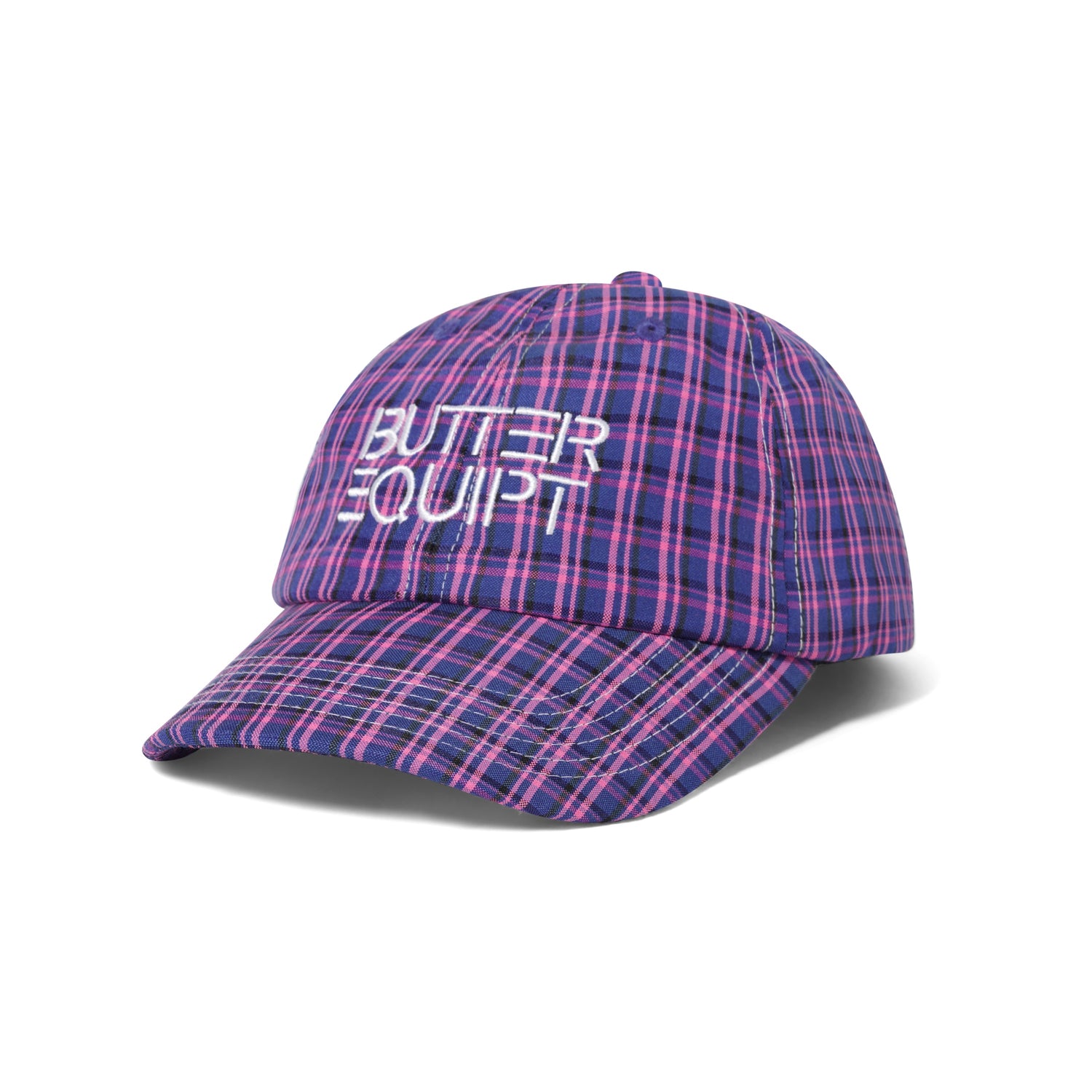 Equipt Plaid 6 Panel Cap, Navy / Pink