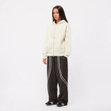 Cursive Zip-Thru Pullover Hood, Natural